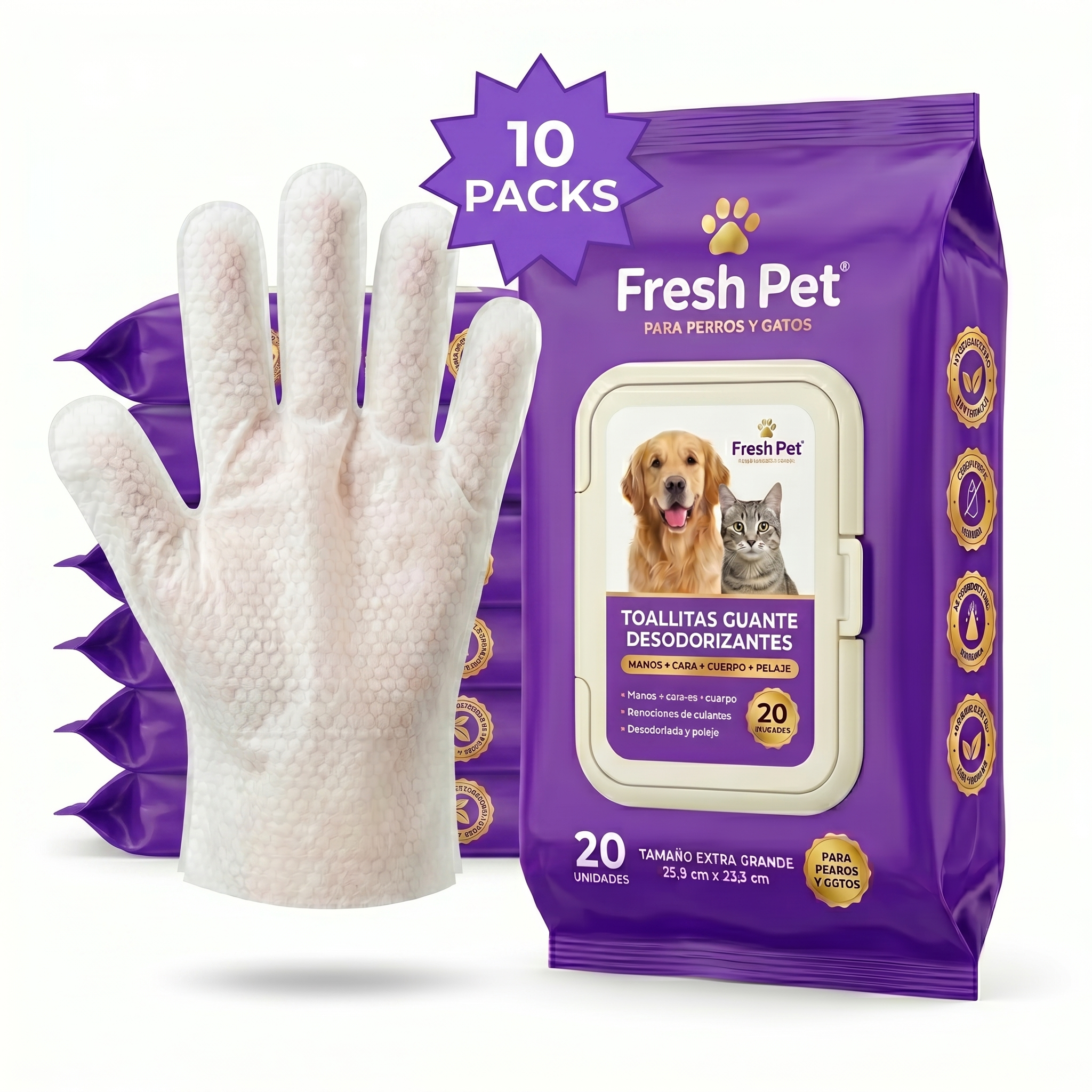 Guantes de Limpieza Fresh Pet - Tu mascota limpia en segundos