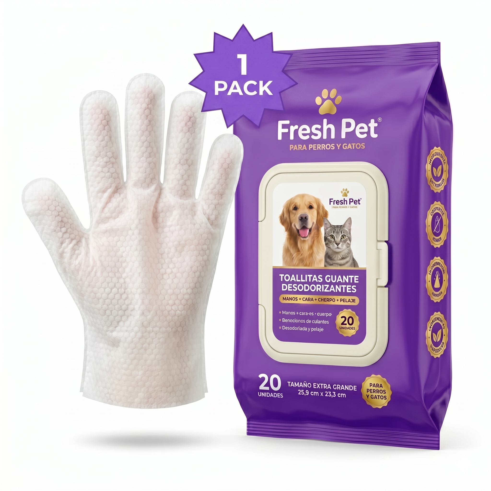 Guantes de Limpieza Fresh Pet - Tu mascota limpia en segundos